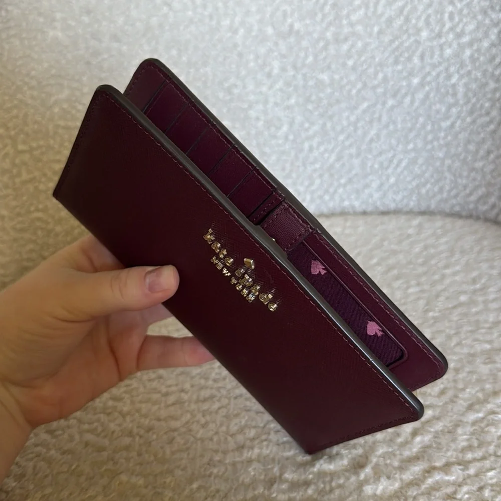 Kate Spade Large Burgundy Slim Wallet - Picture 6 of 7